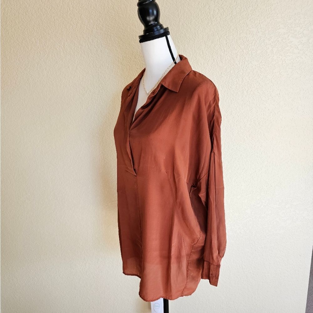 Brown Button-Up Blouse - Picture 3 of 6
